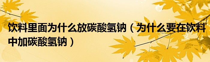 饮料里面为什么放碳酸氢钠为什么要在饮料中加碳酸氢钠